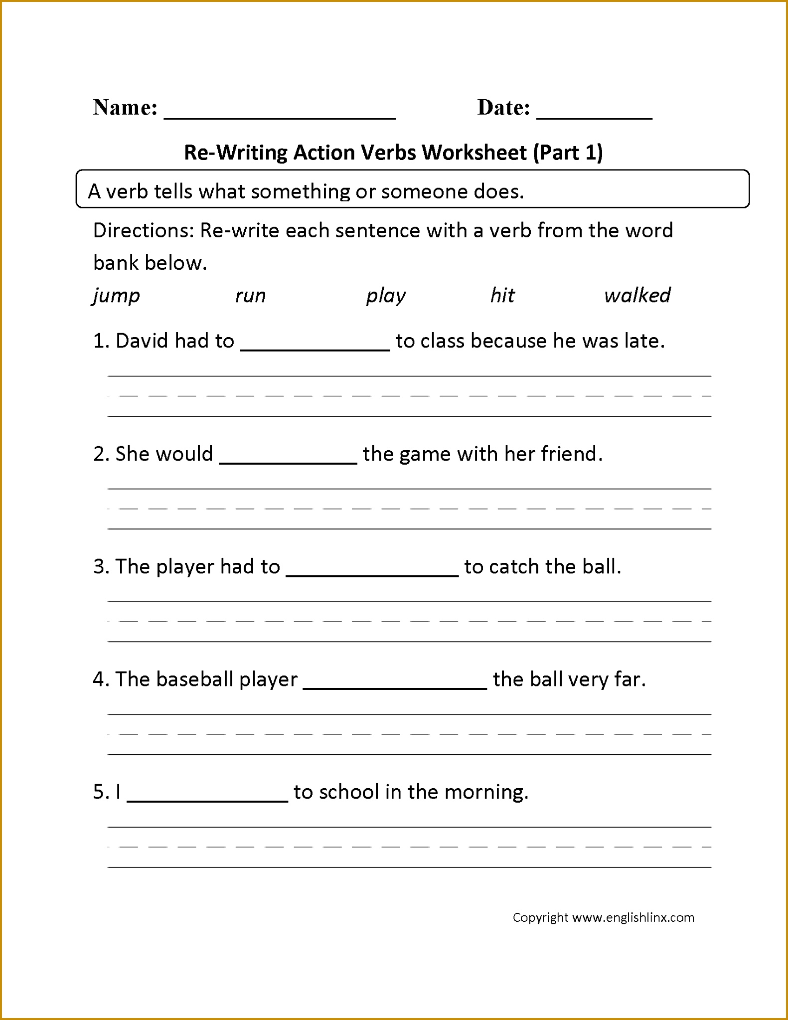 Free Printable Verb Worksheets Worksheets for all Download and Worksheets 15812046