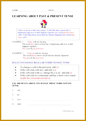 Past and Present Tense Verbs elem upper elem Worksheet I abcteach 282398