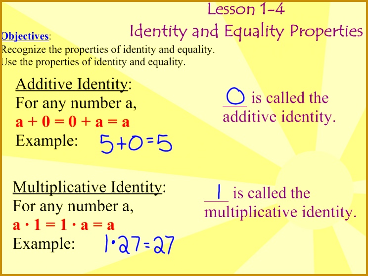 Identity And Equality Properties Worksheet 744558