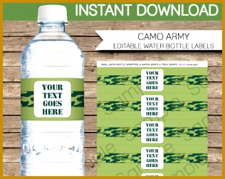 Luau Party Water Bottle Labels or Wrappers INSTANT DOWNLOAD ddhes Camo Army Water Bottle Labels or Wrappers INSTANT DOWNLOAD with EDITABLE text template you 251316