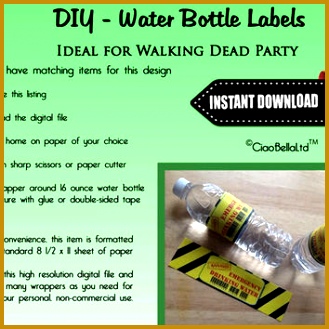 Printable Wedding Booth Word Bubble from CiaoBellaLtd on vxhyh Printable Walking Dead Zombie Party Water Bottle Labels INSTANT DIGITAL DOWNLOAD 329329