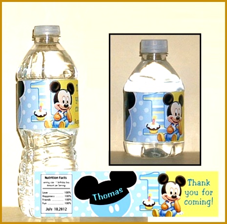 Drink label DIY giukf PRINTABLE Mickey Mouse 1st birthday water bottle labels 459465