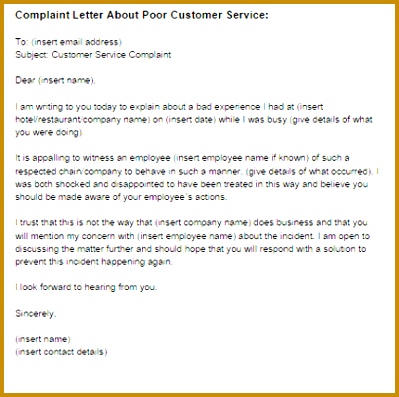 plaint Letter for Bad Customer Service 397399