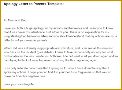 Letter of Apology to Parents 297399