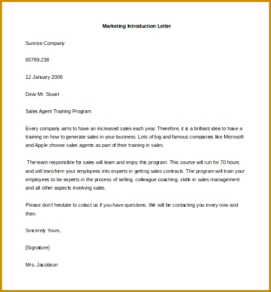 pany Introduction Letter 7 Letter Introduction Template Free Sample Example Format 585544