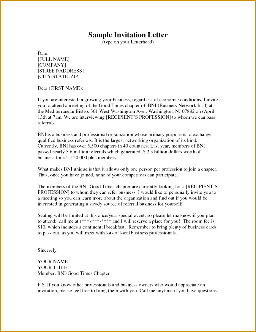 Business Letter Sample Party Invitation 1116862