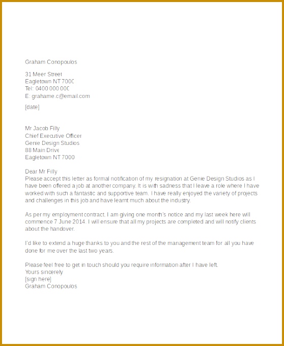 Best Appreciative Resignation Letter Template 678558