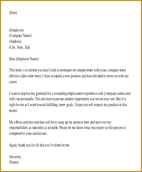 Best Resignation Letter Format in Doc 678558