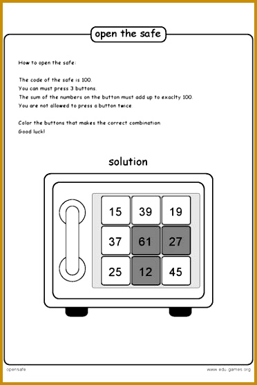 Free open the safe puzzle worksheet maker 558372