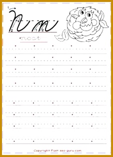 printable cursive handwriting tracing worksheets letter n for nest fpr… 314226