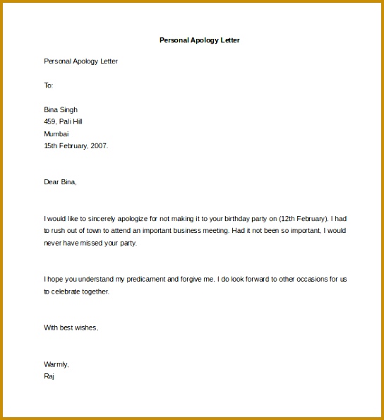 Excellent Apology Letter to Employer for Leaving Job In Personal Letter Template 40 Free Sample Example format 544595