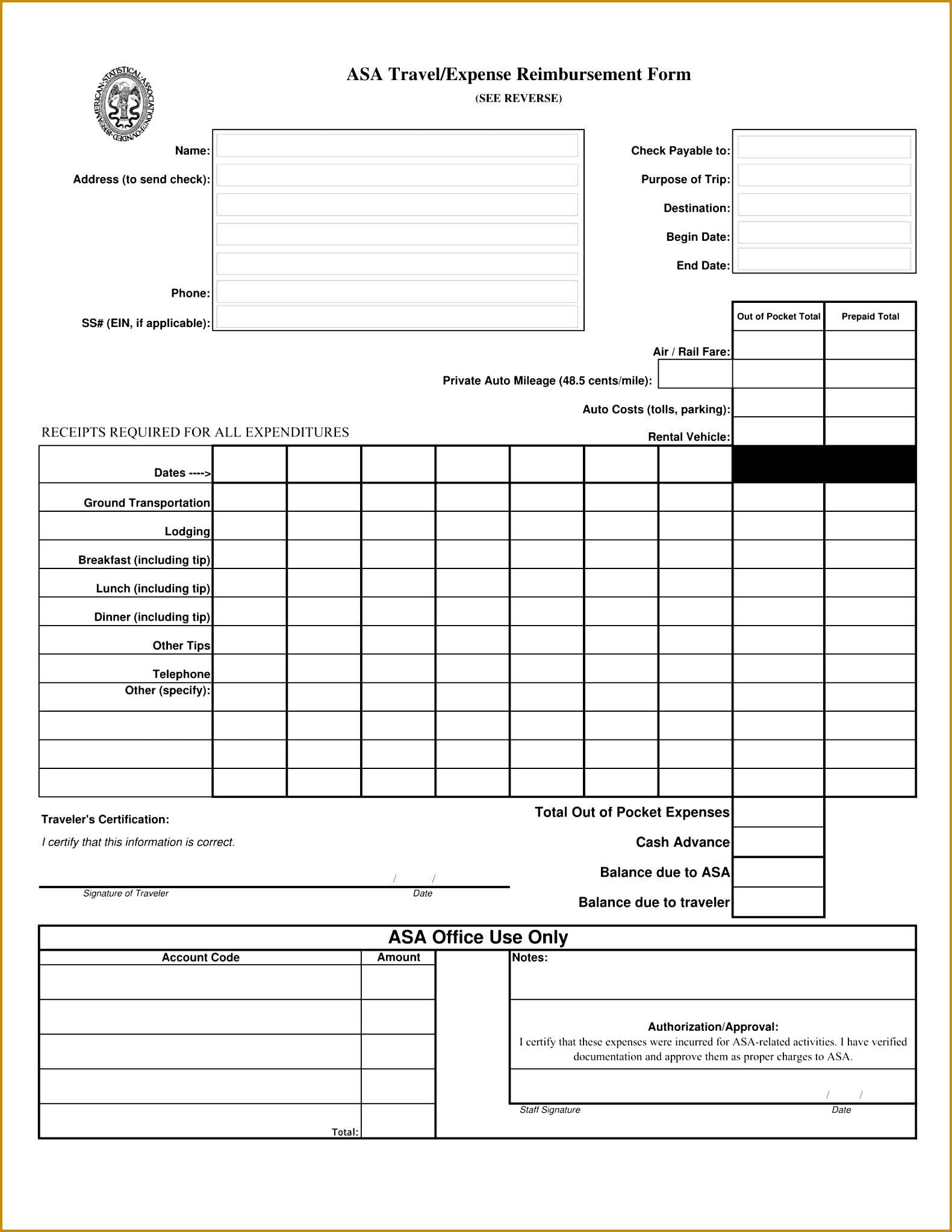travel expense reimbursement form sample forms pdf authorization university of arizona Top Result 50 New Expense 15812046