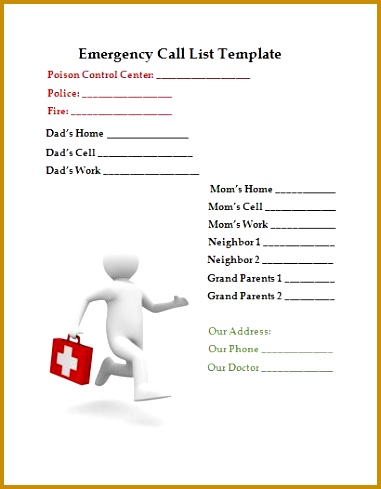 Emergency Call List Template 489381