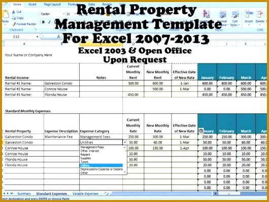 Rental Property Management Template Rental In e and Expense Categories 530398