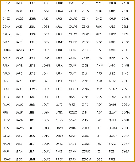 Two letter words beginning with j 2 unique 5 that start q of 500 600 easy 558465