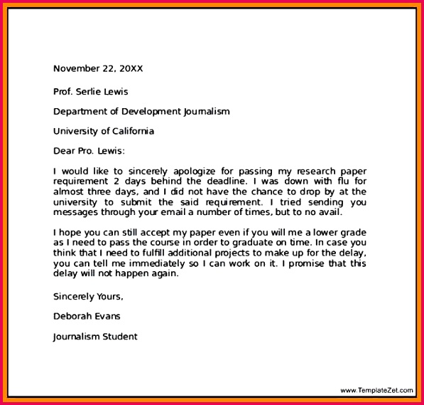 Letter Apology For Being Lateapology Letter For Being Late