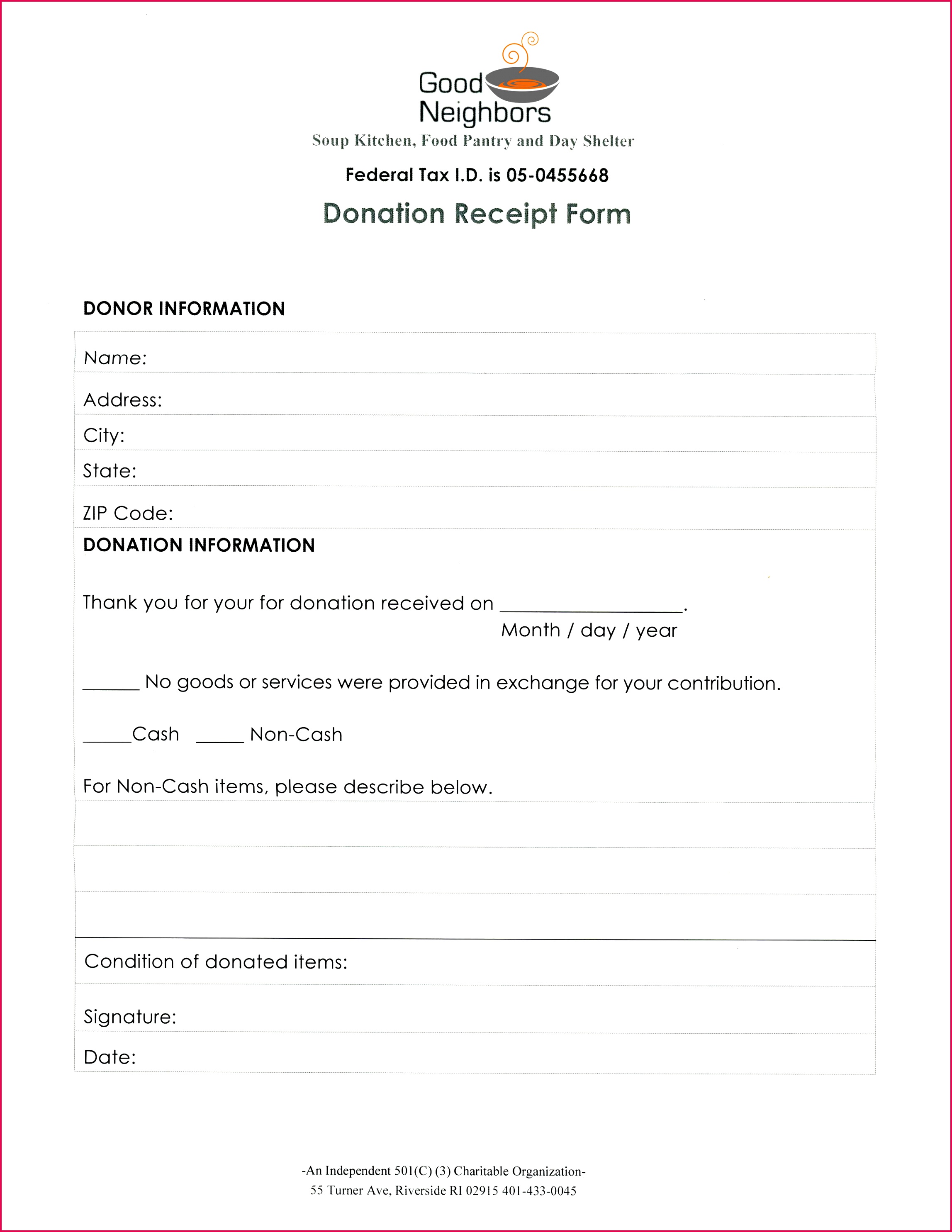 printable donation form
