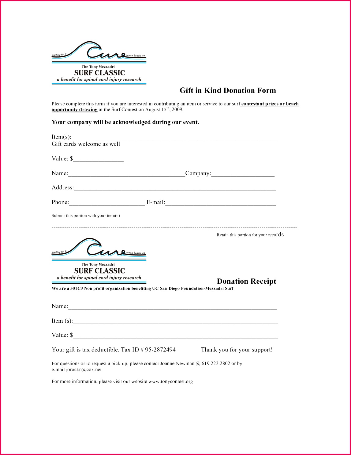 free donation forms