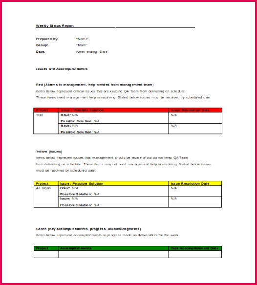 status report format examples