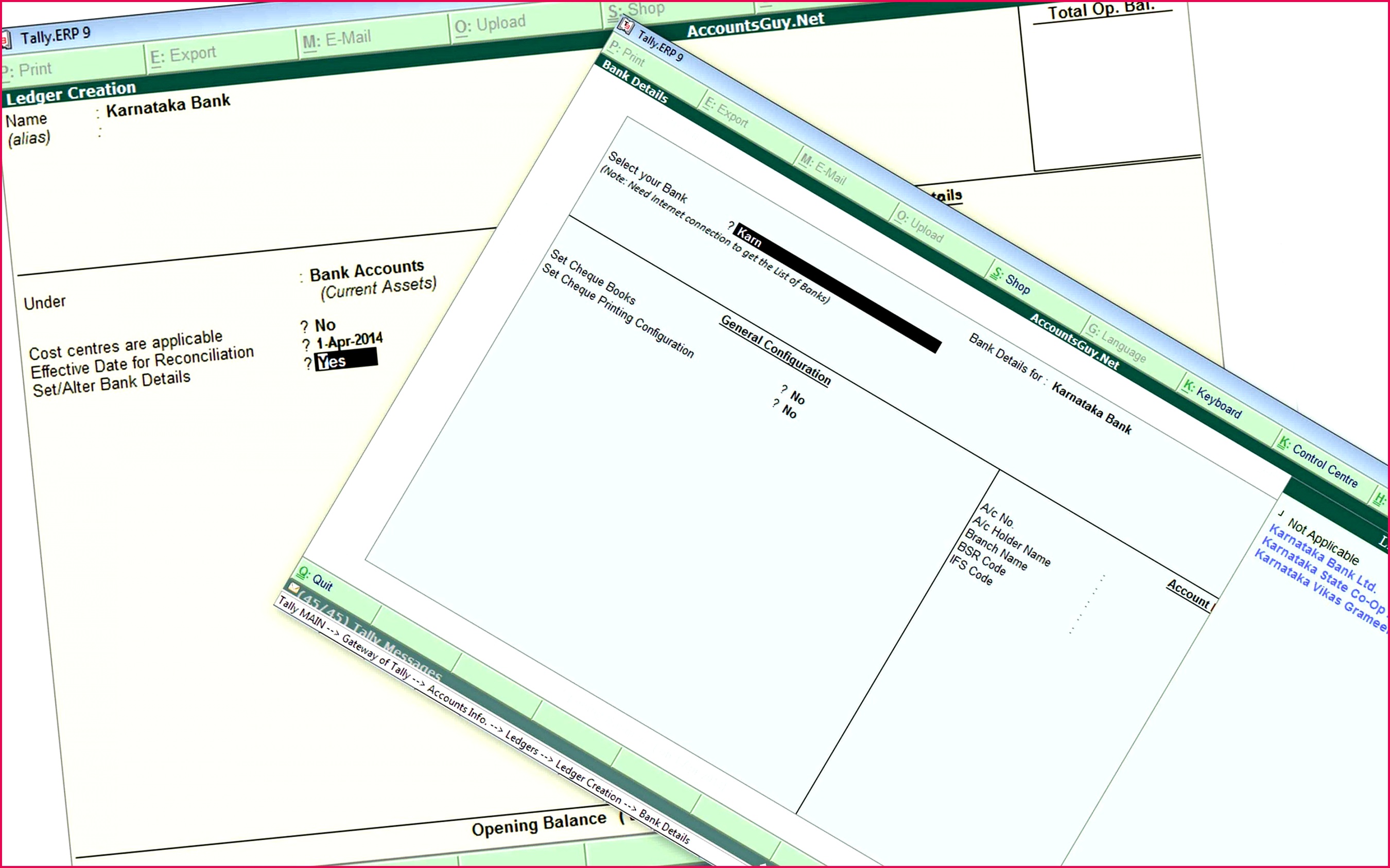 Create SB Current OD Checking Account Bank Ledger in Tally ERP 9