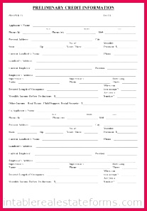 personal credit application form free credit application forms
