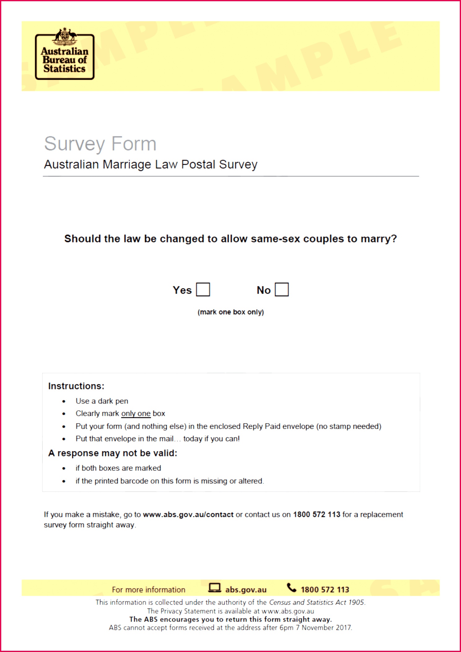 Sample image of the survey form