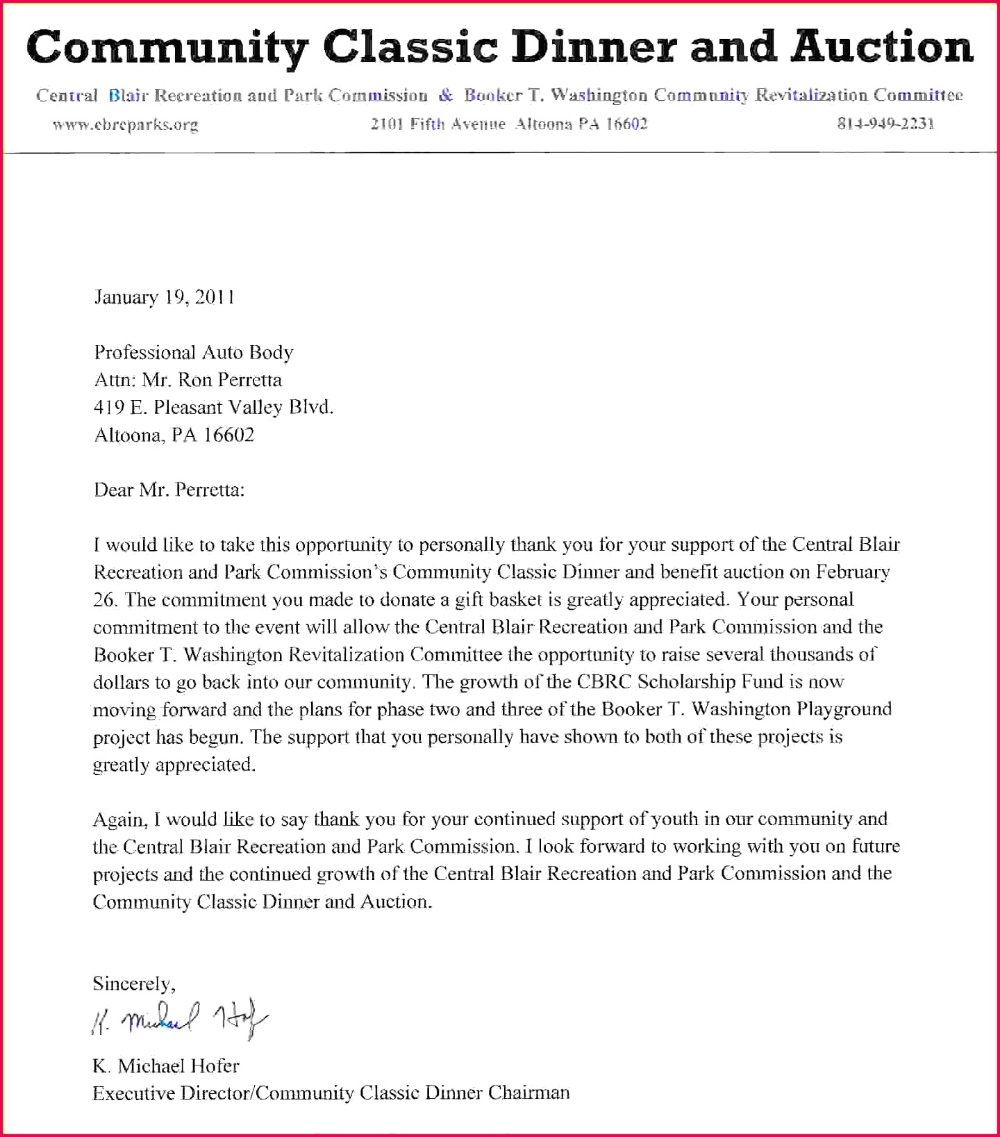 thank you donor letter