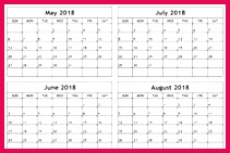 June July August 2018 Calendar Free Printable Template June July August 2018 Calendar June July August Calendar with Editable Notes Printable Blank June