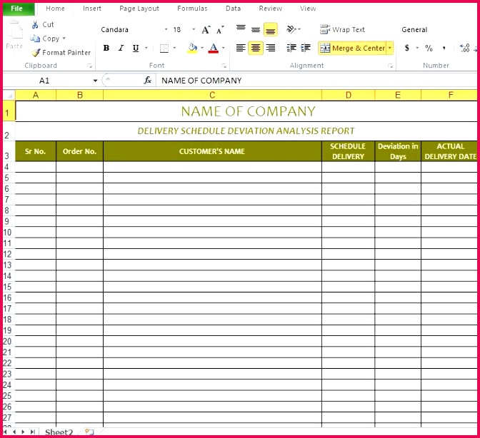 Delivery schedule template excel
