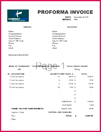 Proforma invoice template calculates total Free Invoice Template by Hloom