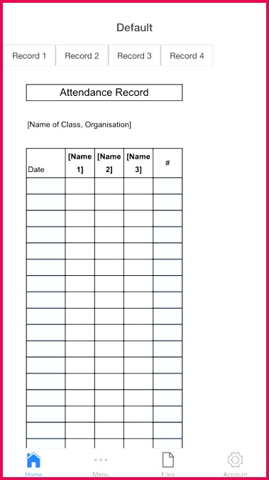 attendance record book