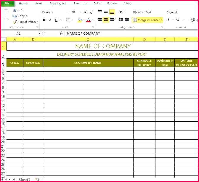 Delivery schedule template excel