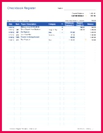A simple and free checkbook register for Excel