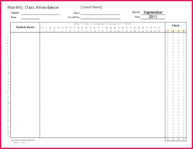 monthly attendance record template free templates pdf weekly attendance sheet free templates record template