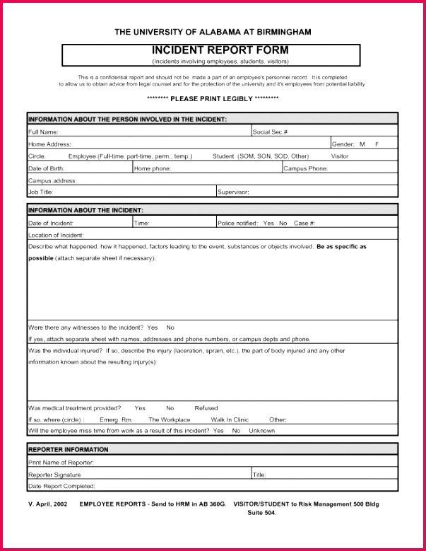 Employee Accident Report Template Luxury Sample Incident Report School Template Best Accident Injury form