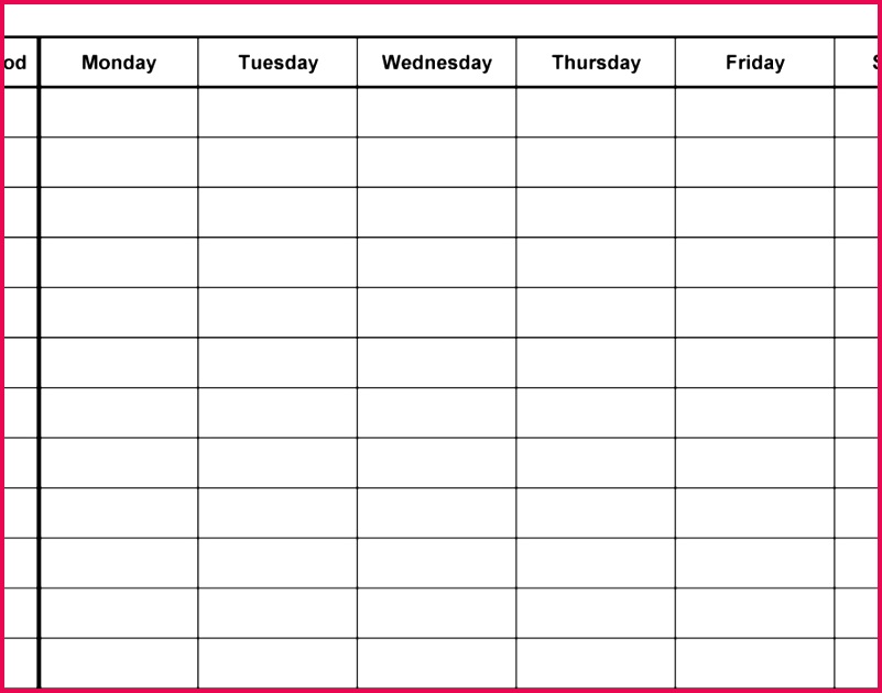 Daily Work Schedule Template Unique Document Template to Monday Word Template for Version Landscape