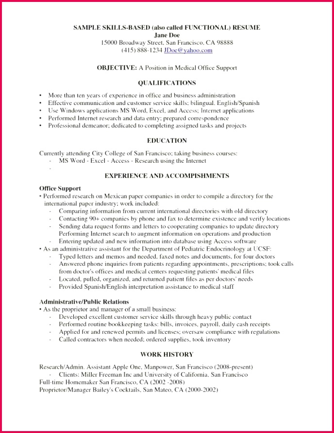 Example A Functional Resume Fresh Awesome Examples Resumes Ecologist Resume 0d Skills Examples for
