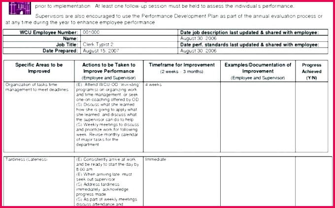 day performance improvement plan template lovely 90 evaluation form for employees elegant d