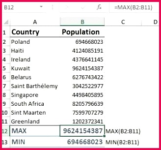 MAX & MIN Functions