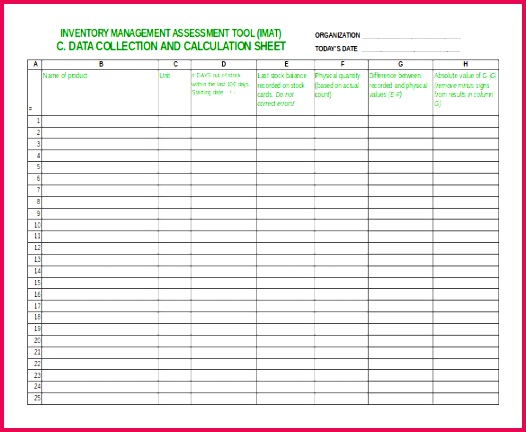 Inventory Management Assessment Tool Free Sheet