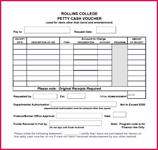 Petty Cash Voucher Example Colbro Co
