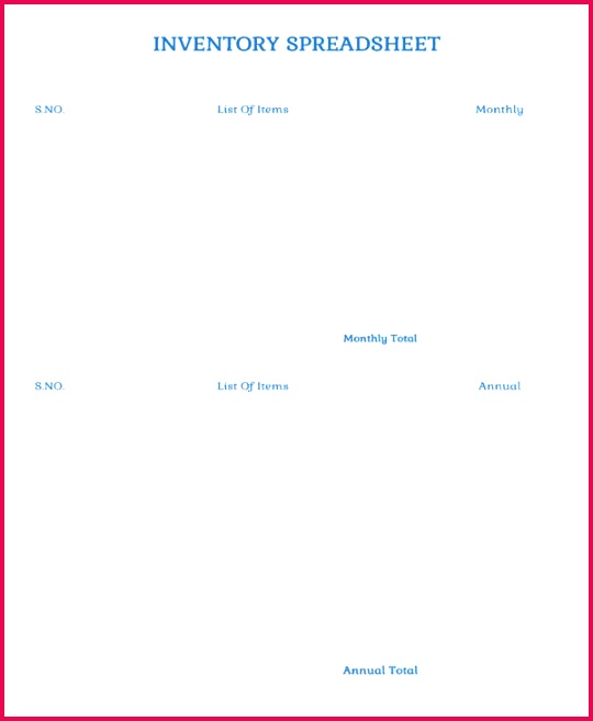 Blank Inventory Spreadsheet Template