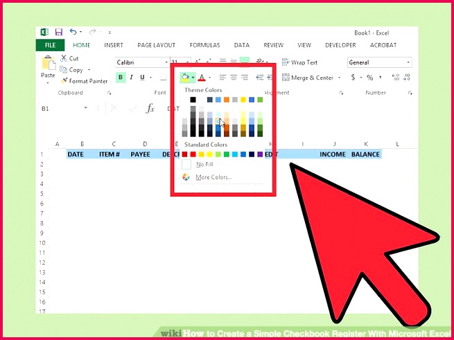 Image titled Create a Simple Checkbook Register With Microsoft Excel Step 4