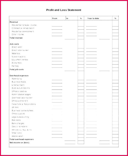 Free In e Statement Template Lovely Pl Sheet Template Profit Loss Statement Example P and L Balance