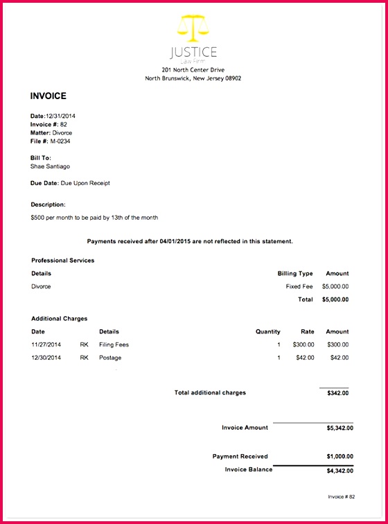Legal Invoice Template for Attorneys Customizable Professional