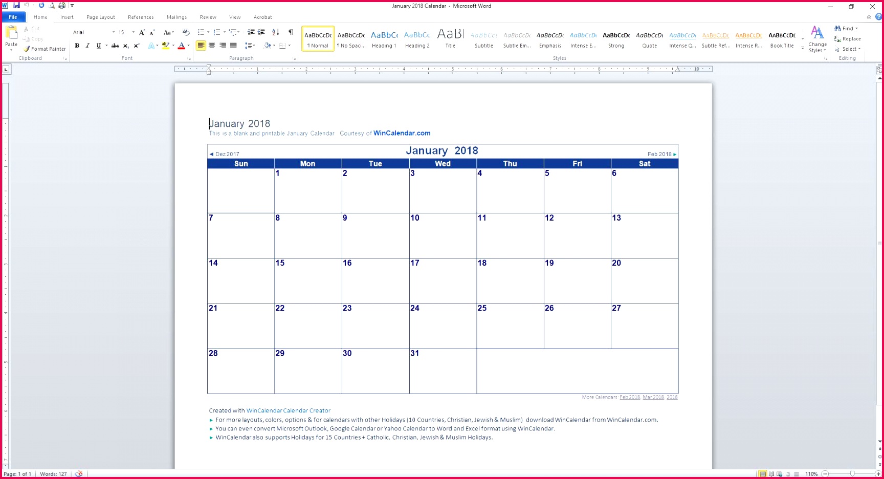 89 Free Calendar Templates for 2018
