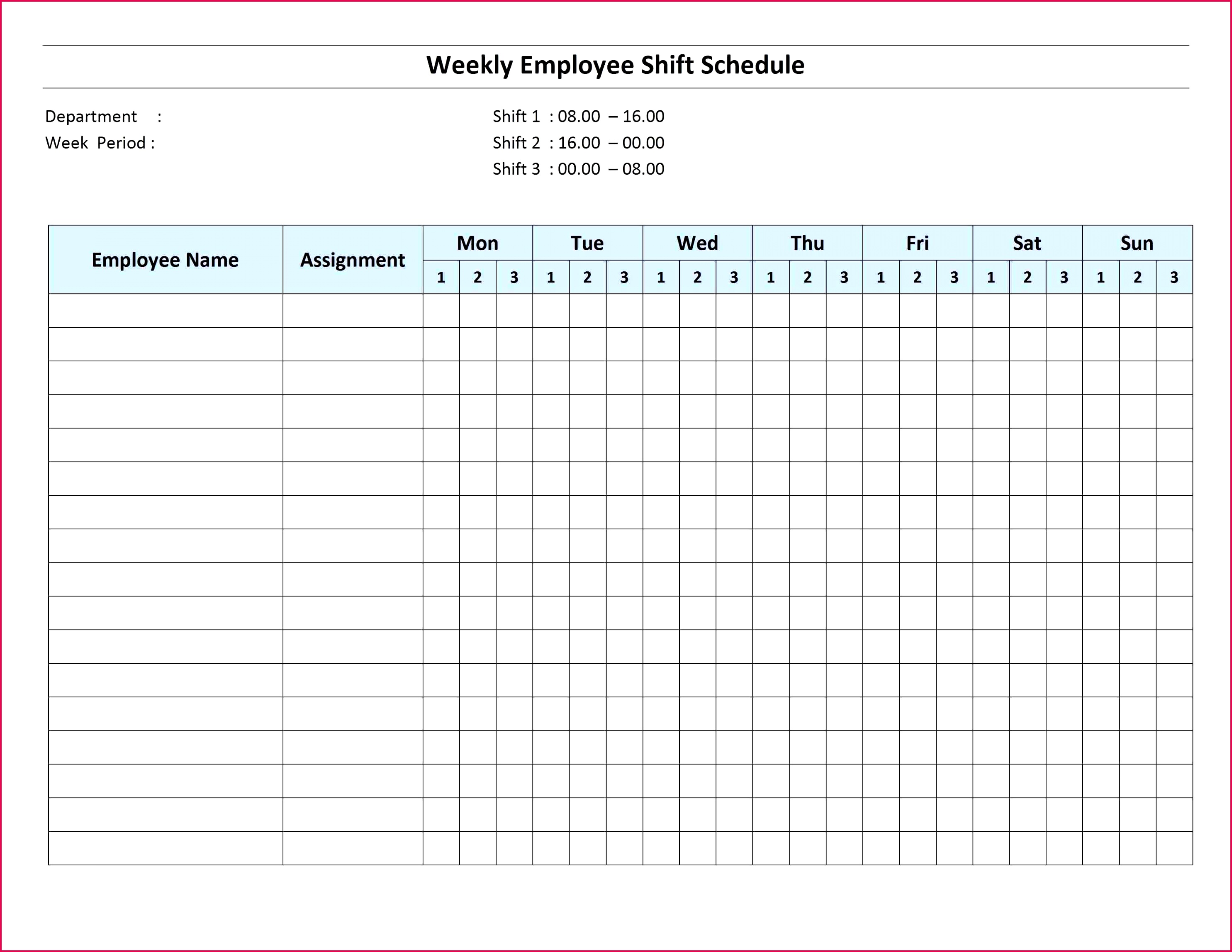 Daily Work Schedule Template Excel Unique Free Monthly Work Schedule Template