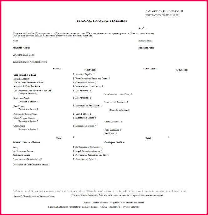Free Personal Financial Statement Template 04