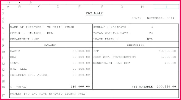 payslip template excel salary slip payslips free