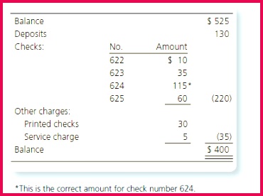 Henderson s November bank statement shows the following
